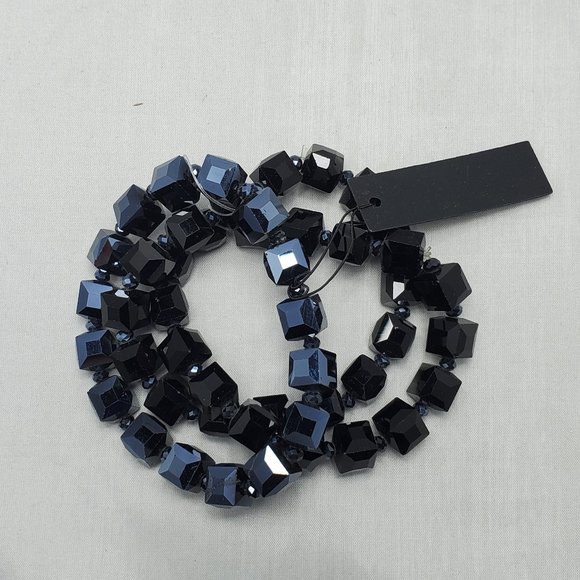 Ali khan glass cube 3 row stretch bracelet BLACK-HEMATITE COLOR - Picture 3 of 4